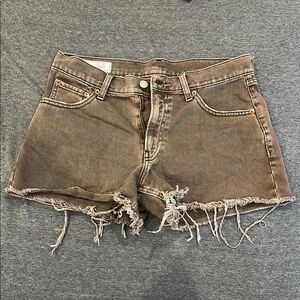 GAP Brown Jean Shorts Distressed Frayed Hem